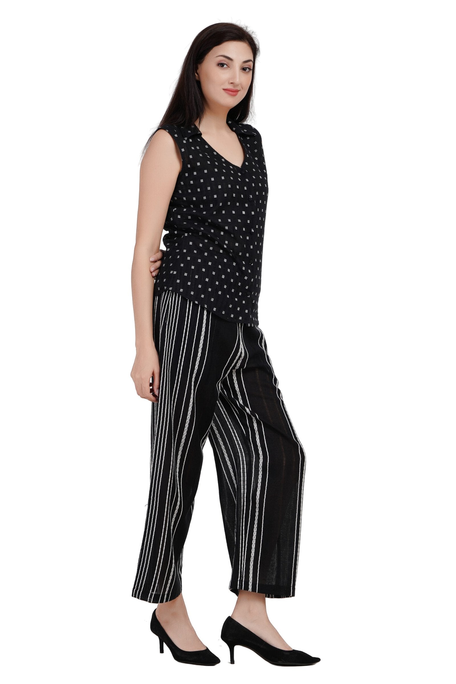 KIARABEL Black Printed Cotton Co-ord Set image 1