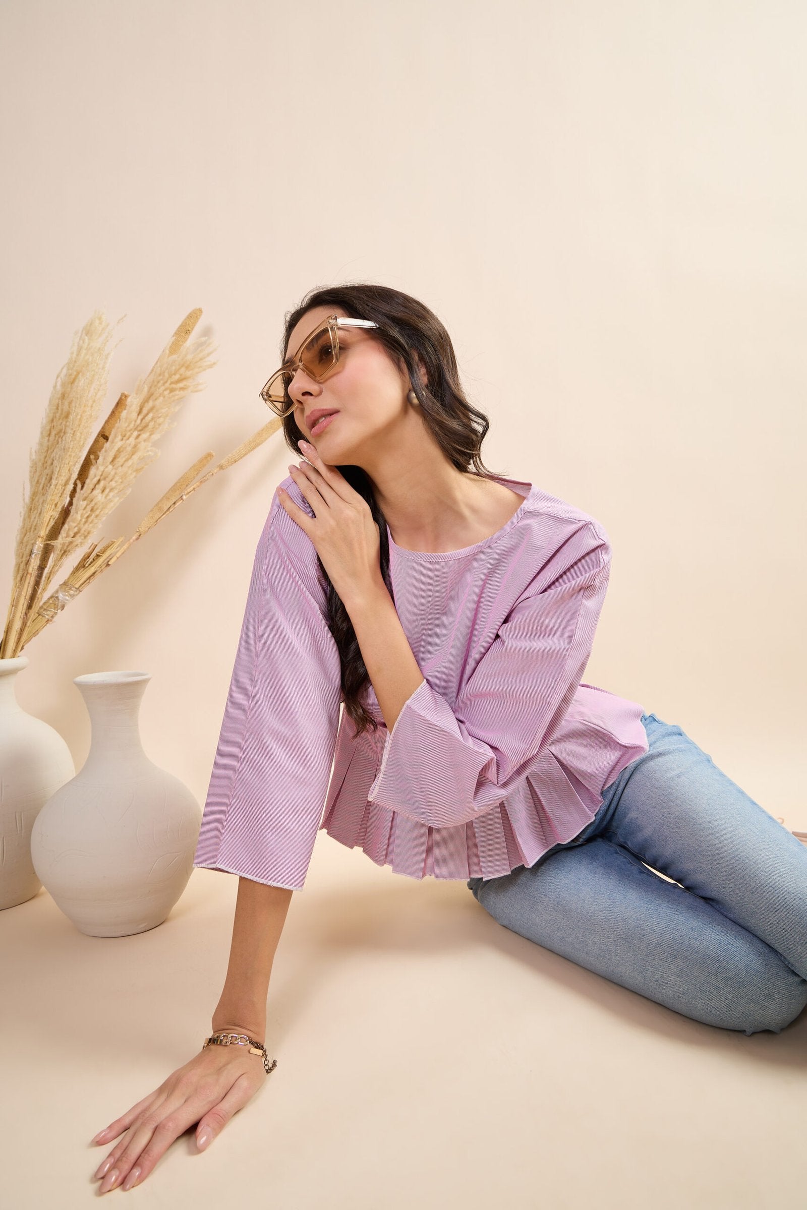 KIARABEL Western Blush Stripe Full Sleeve Top image 4