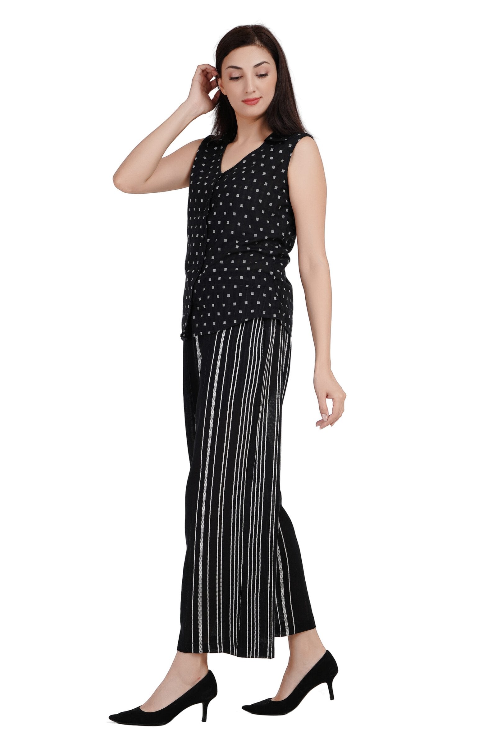 KIARABEL Black Printed Cotton Co-ord Set image 2