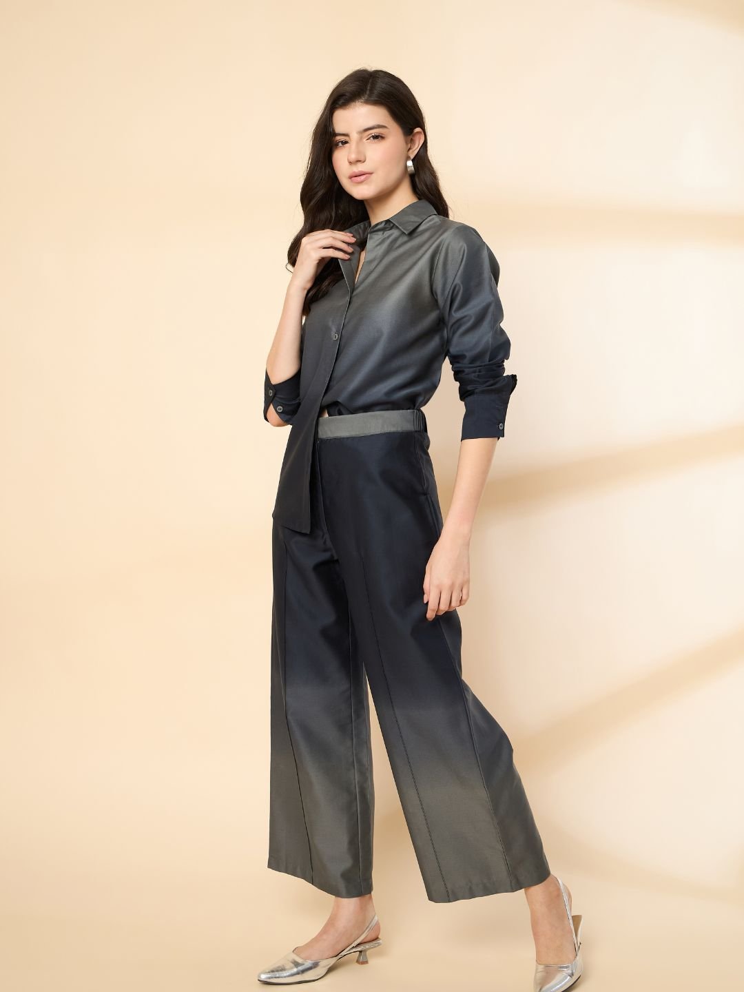 Ombre Co-ord Set with Stylish Shirt & Matching Trousers for a Chic Look image 4