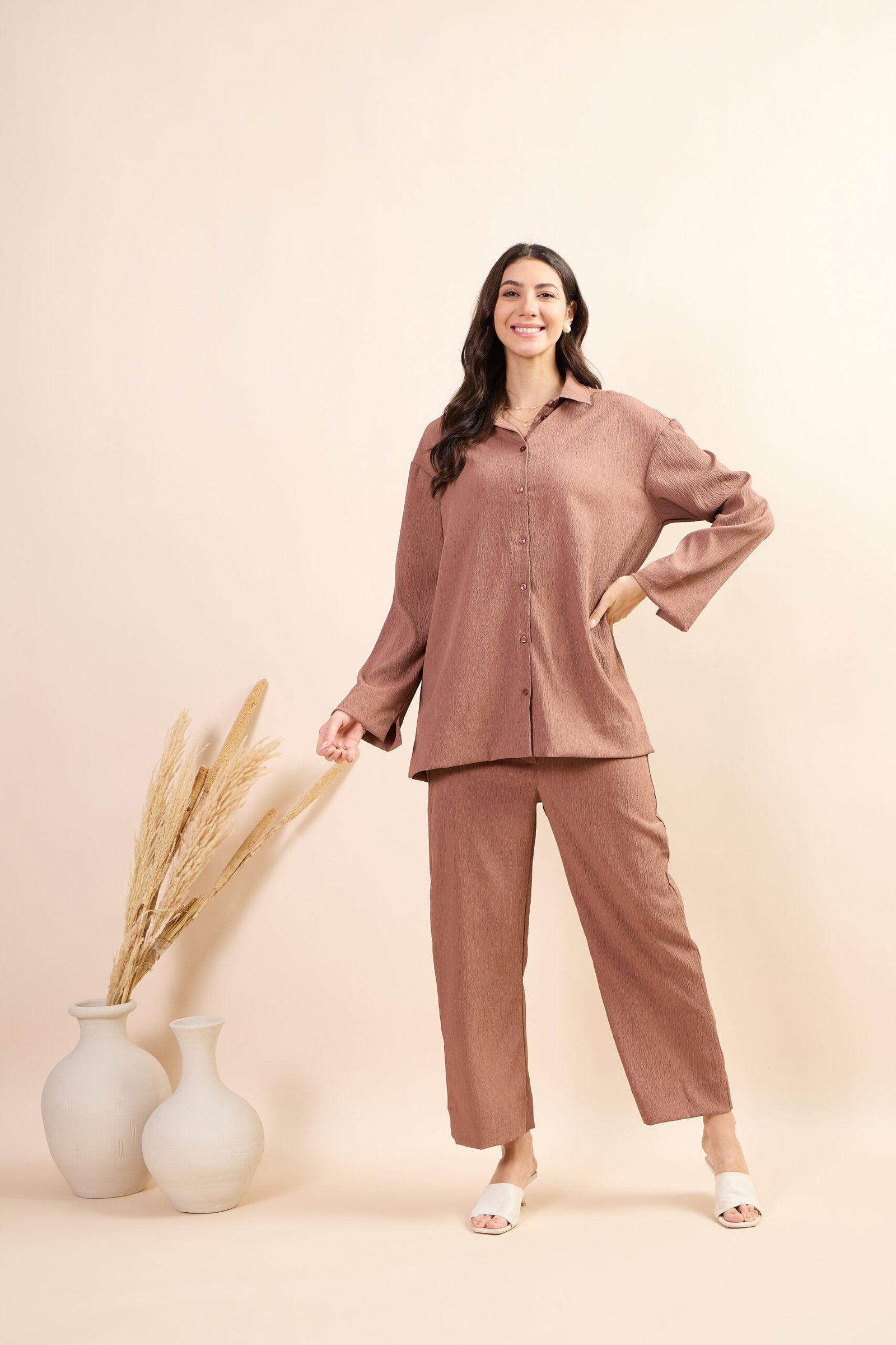 KIARABEL Women's Brown Styles Co-Ord Set image 0