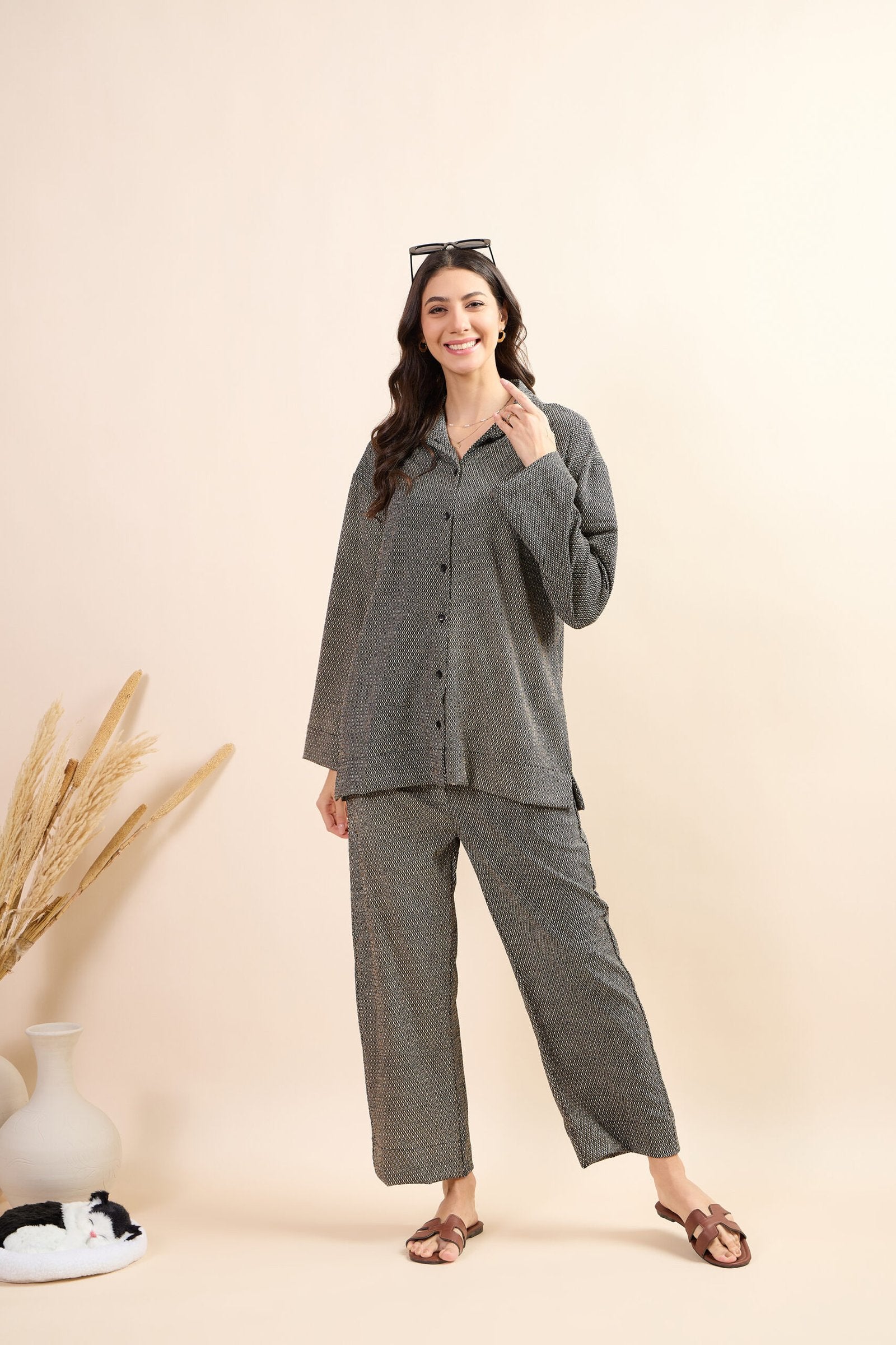 KIARABEL Women's Self Printed Styles Co-Ord Set image 0