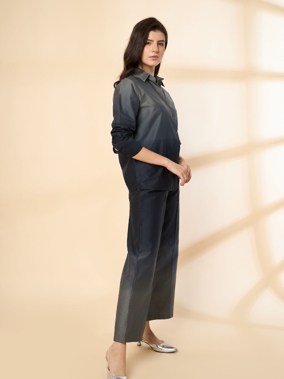 Ombre Co-ord Set with Stylish Shirt & Matching Trousers for a Chic Look image 3
