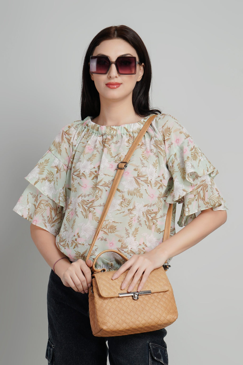 KIARABEL Floral Print Ruffles Georgette Top image 4