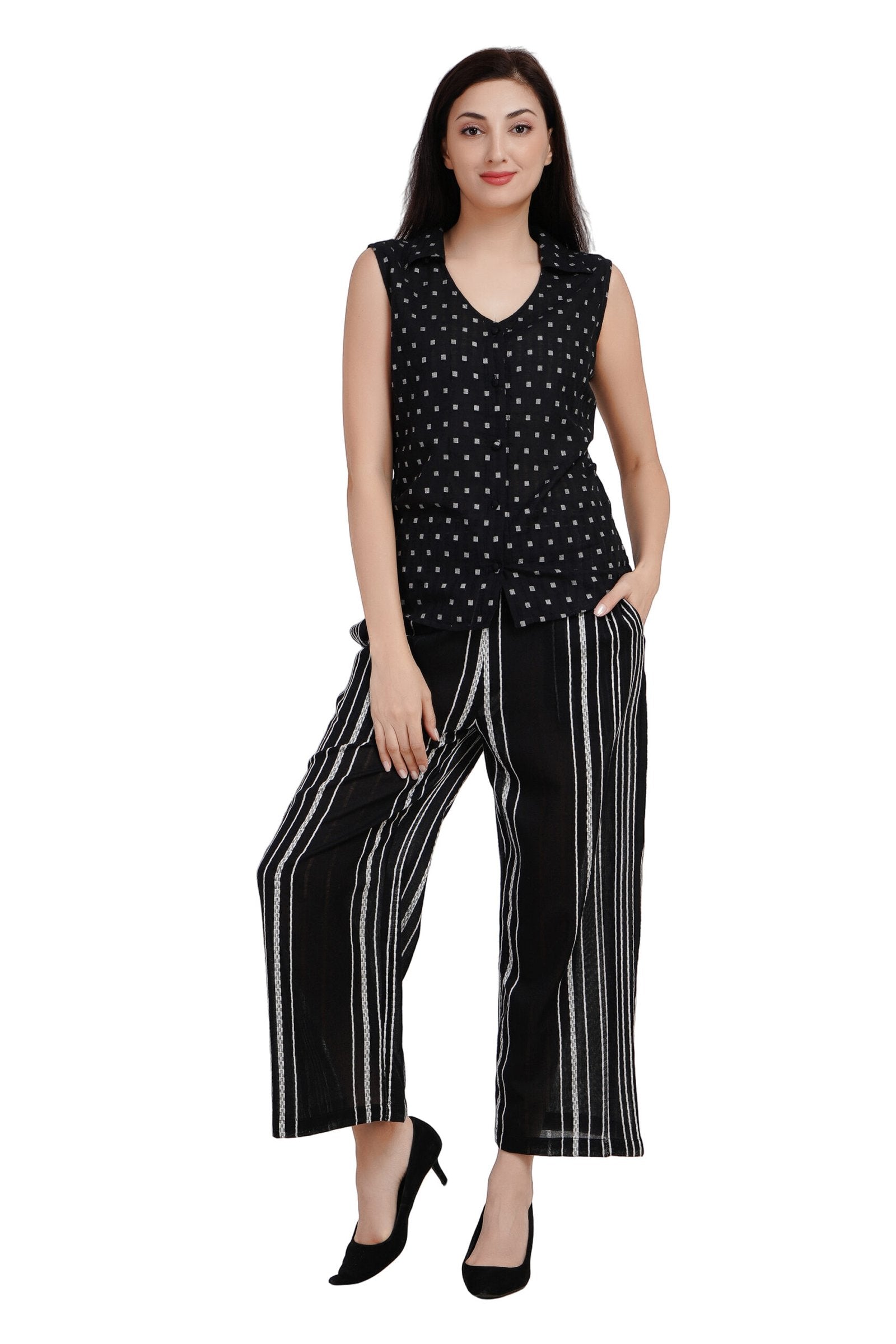 KIARABEL Black Printed Cotton Co-ord Set image 0