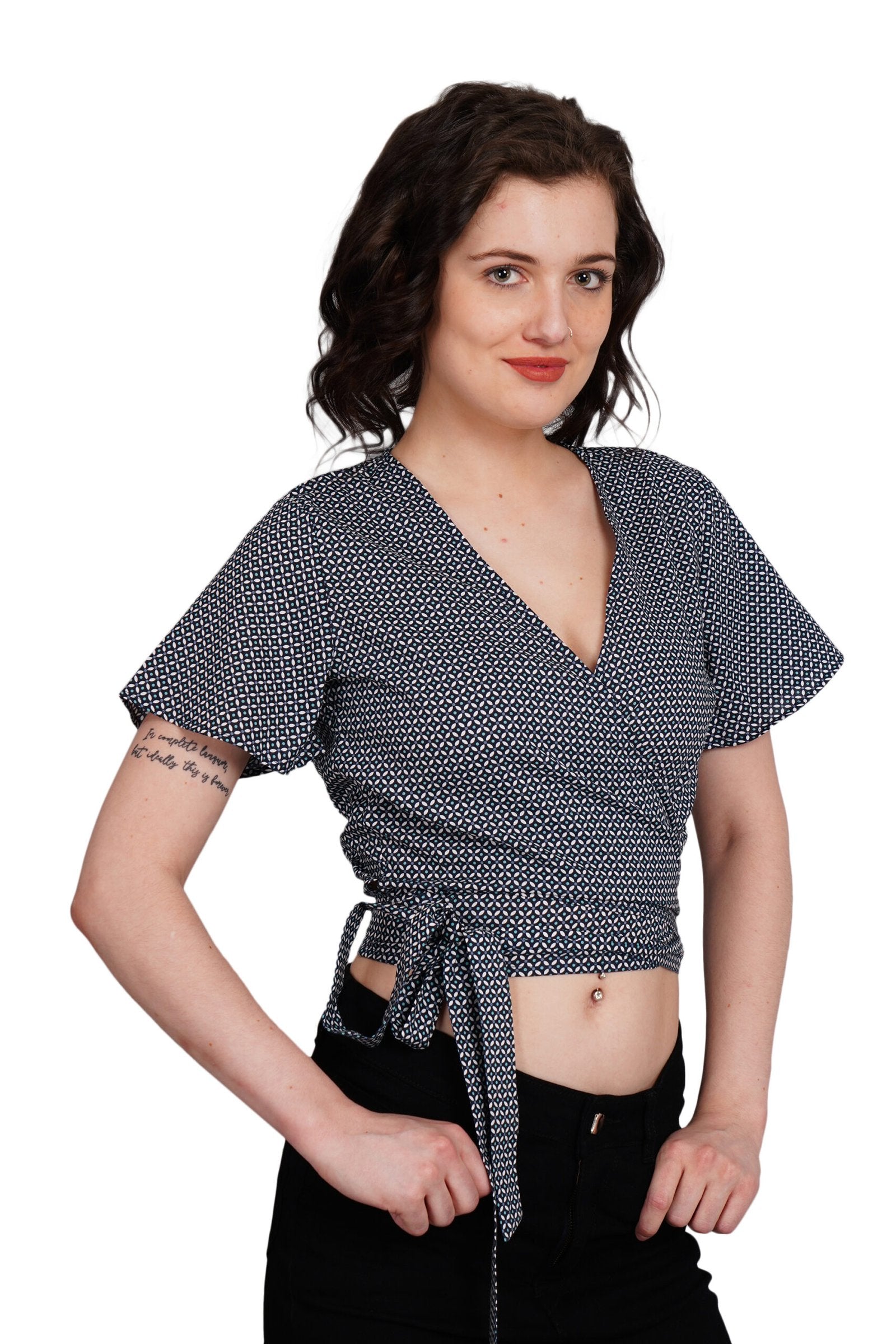 KIARABEL Tie & Knot Navy Blue Top image 2