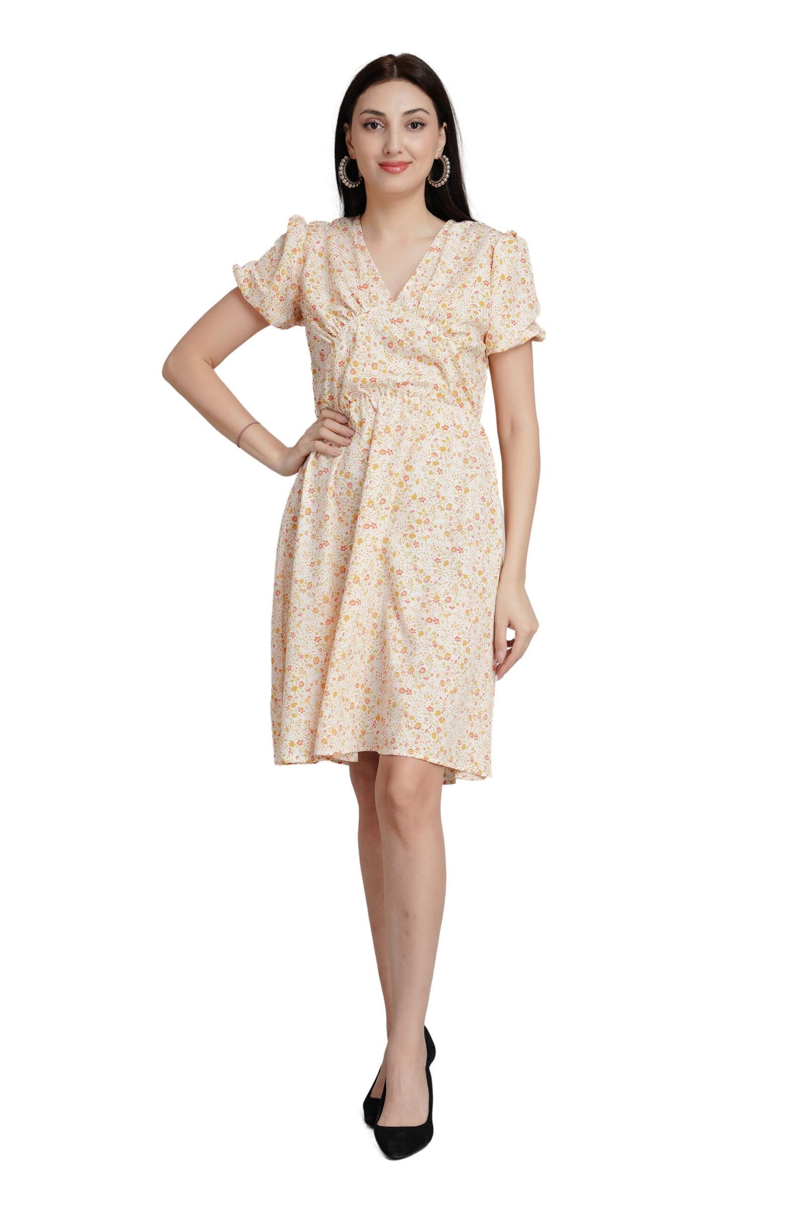 KIARABEL Floral Printed Crepe Dress image 0