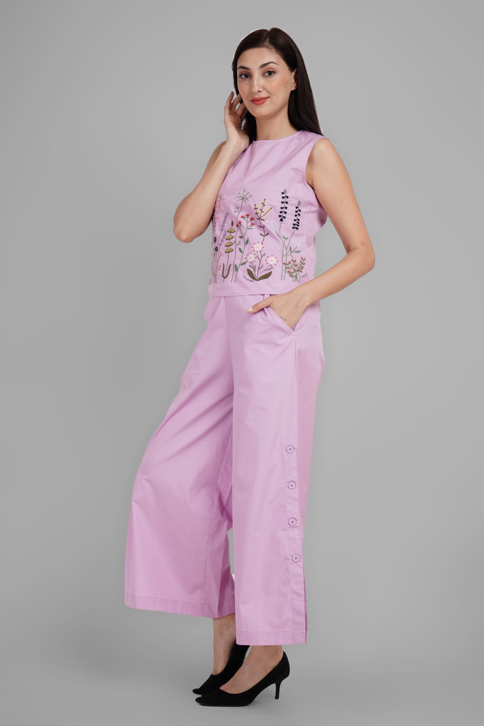 KIARABEL Top & Trouser Co-ords Set for women (Lavender) image 3