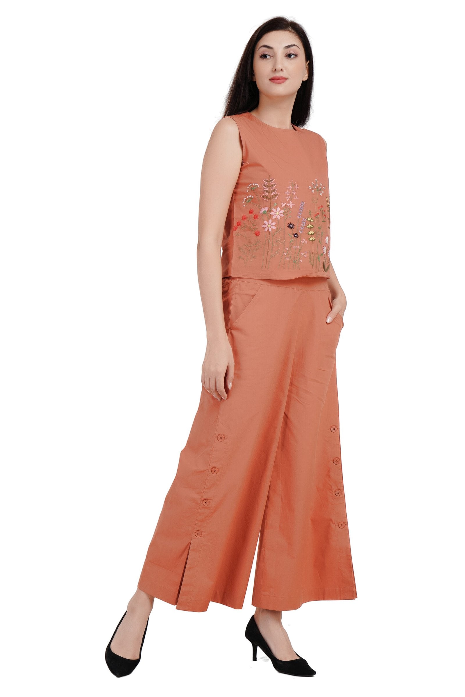 KIARABEL Top & Trouser Co-ords Set for women (Rust) image 2