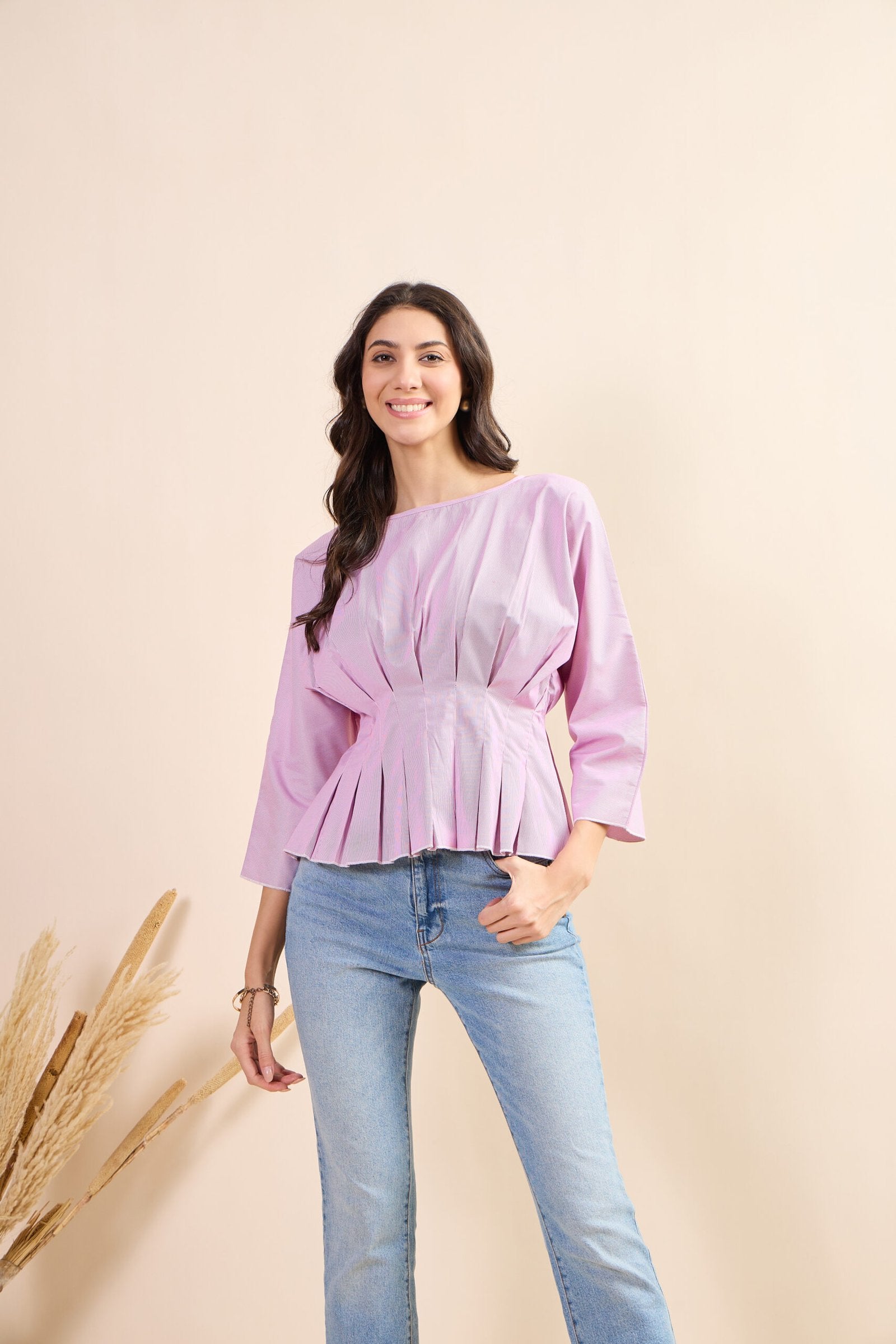 KIARABEL Western Blush Stripe Full Sleeve Top - XXL image