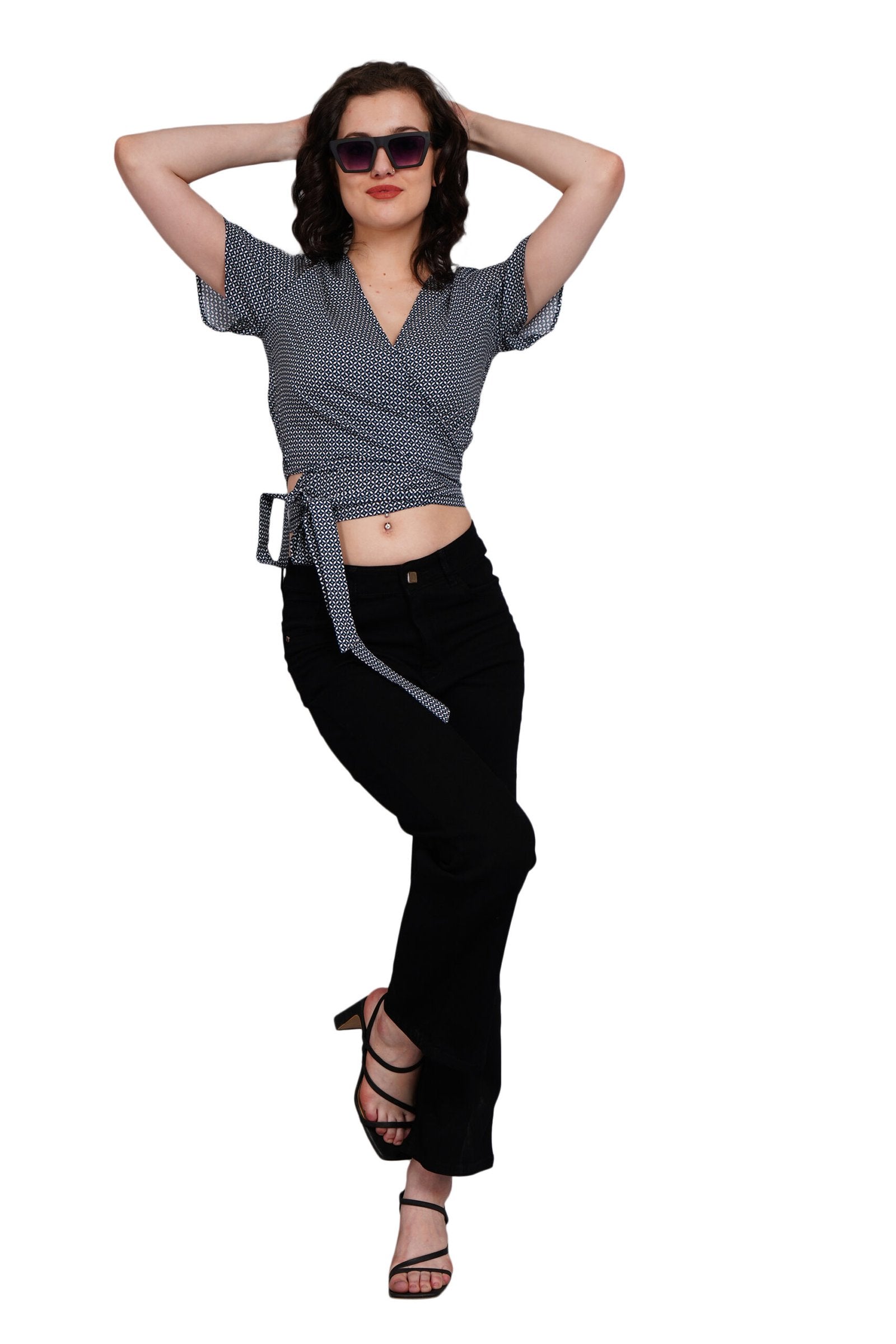 KIARABEL Tie & Knot Navy Blue Top image 4