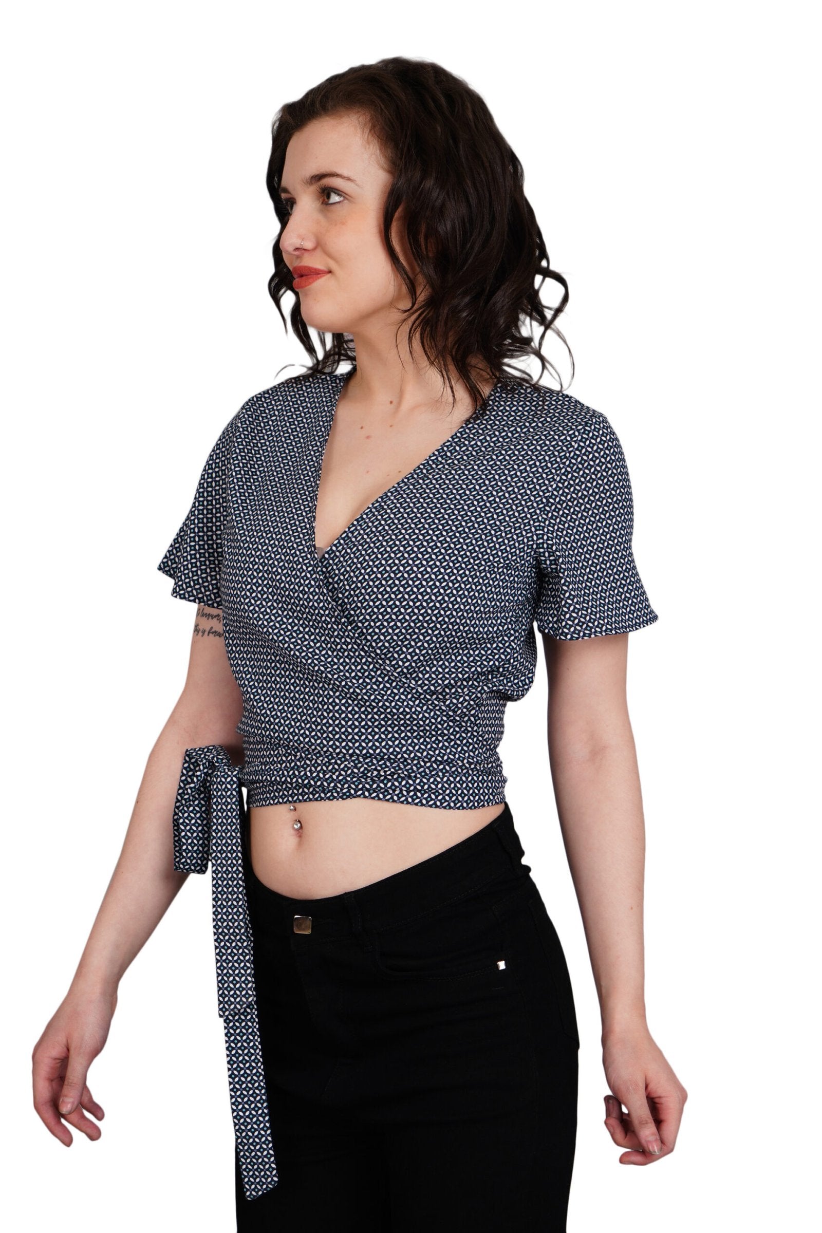 KIARABEL Tie & Knot Navy Blue Top image 3