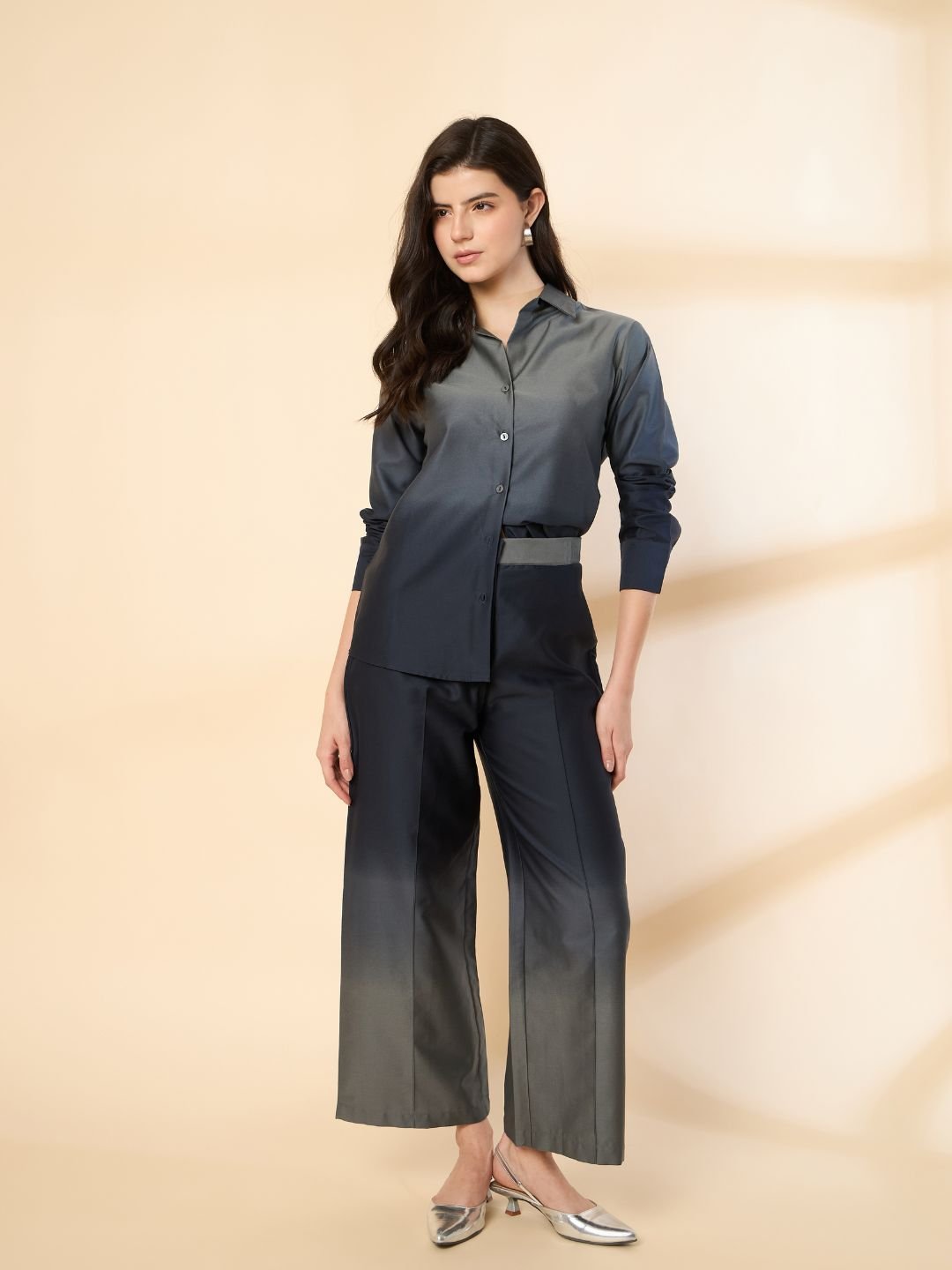 Ombre Co-ord Set with Stylish Shirt & Matching Trousers for a Chic Look image 0