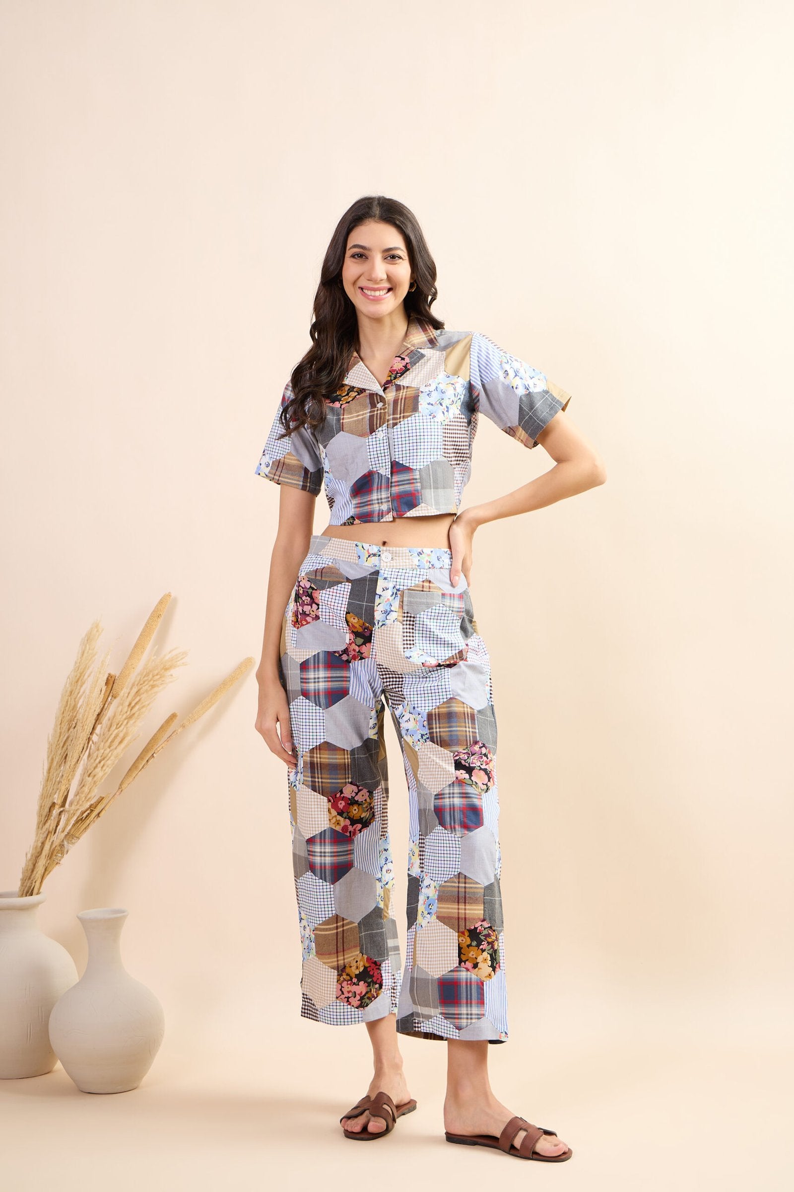 KIARABEL Women's Multipatch Cotton Fabric Styles Co-Ord Set image 0