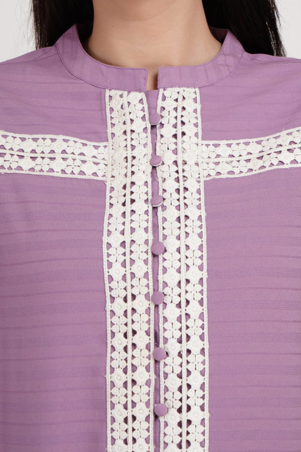 KIARABEL Lace Round Neck Purple Top image 2