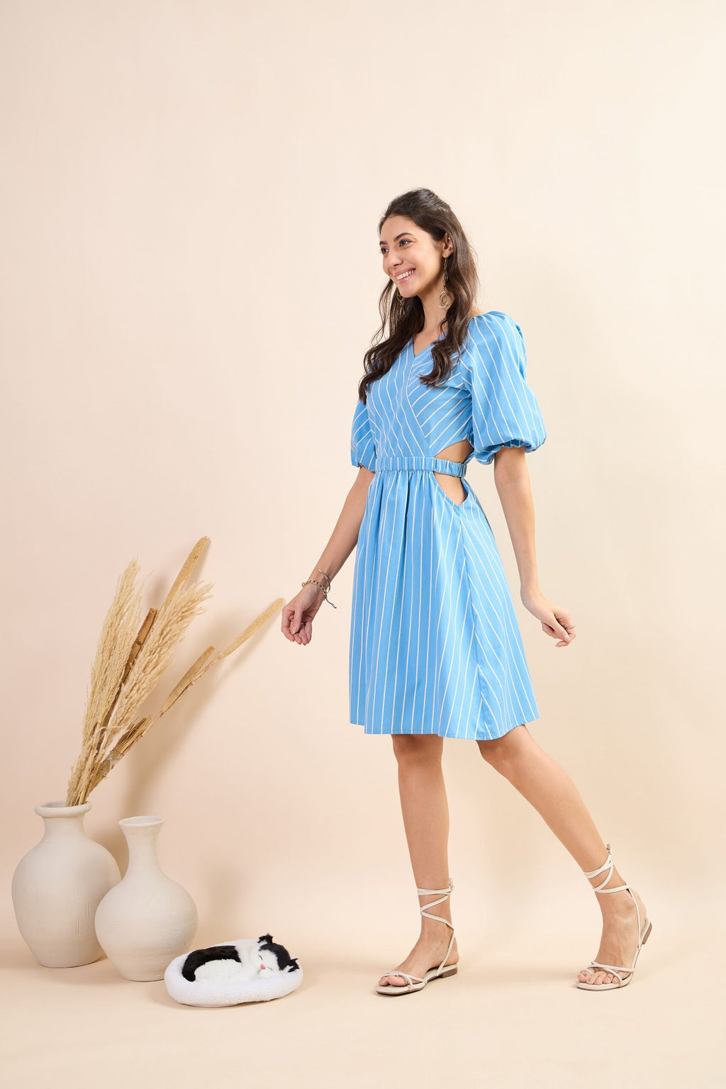 KIARABEL Women's Western Curve Stripe Cinch Styles One-Piece Dress image 3