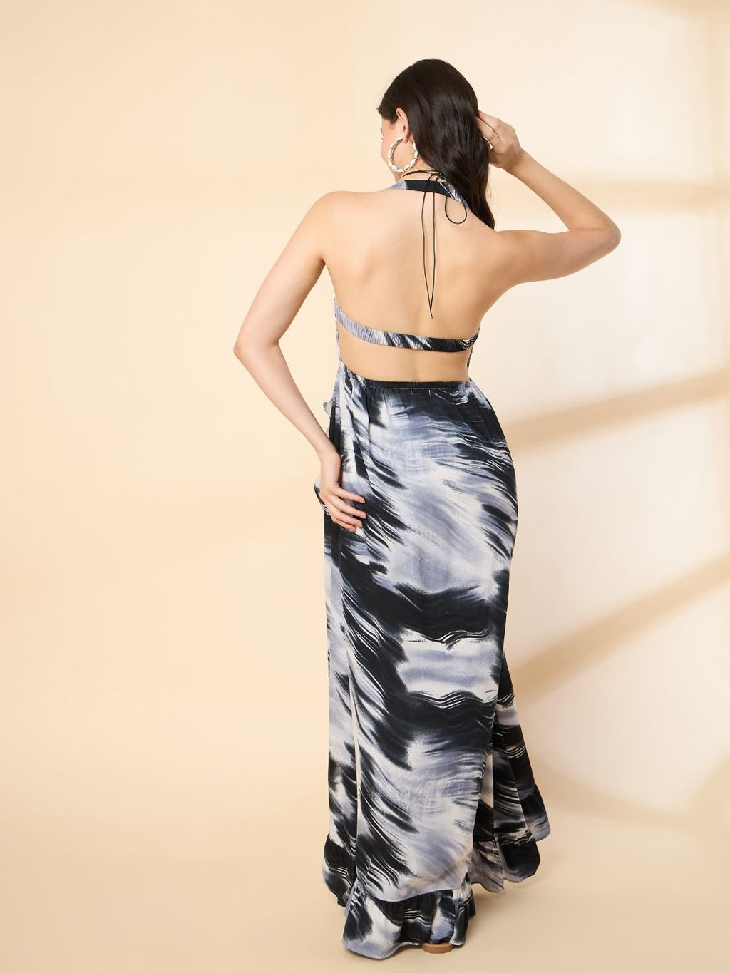 Kiarabel Retail Women Abstract Print Halter Neck A-Line Maxi Dress image 1