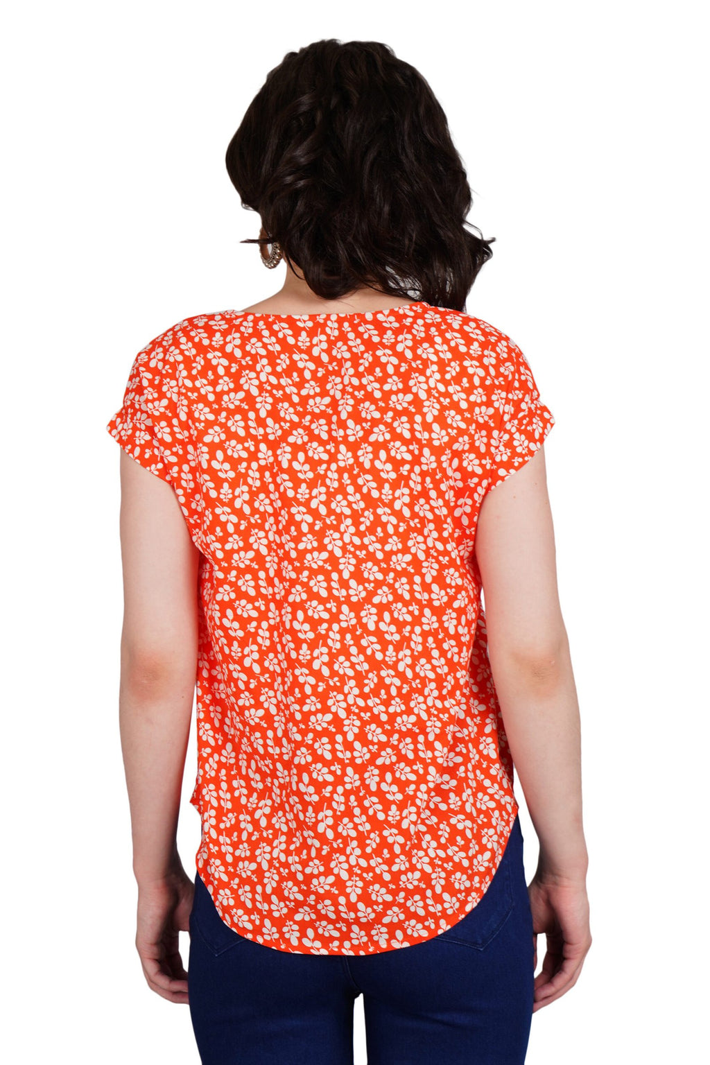 KIARABEL Printed V-Neck Orange Top image 2