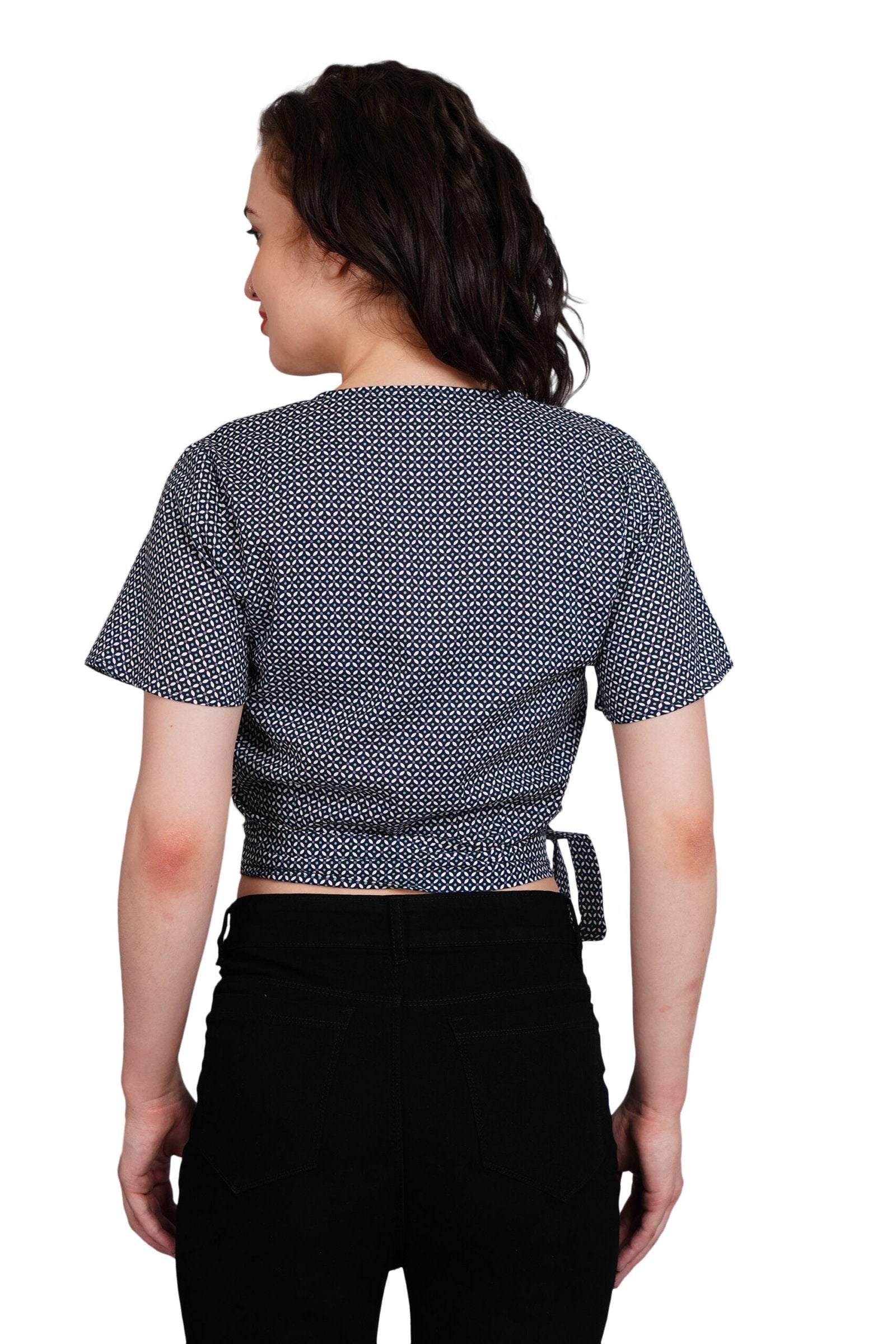 KIARABEL Tie & Knot Navy Blue Top image 1