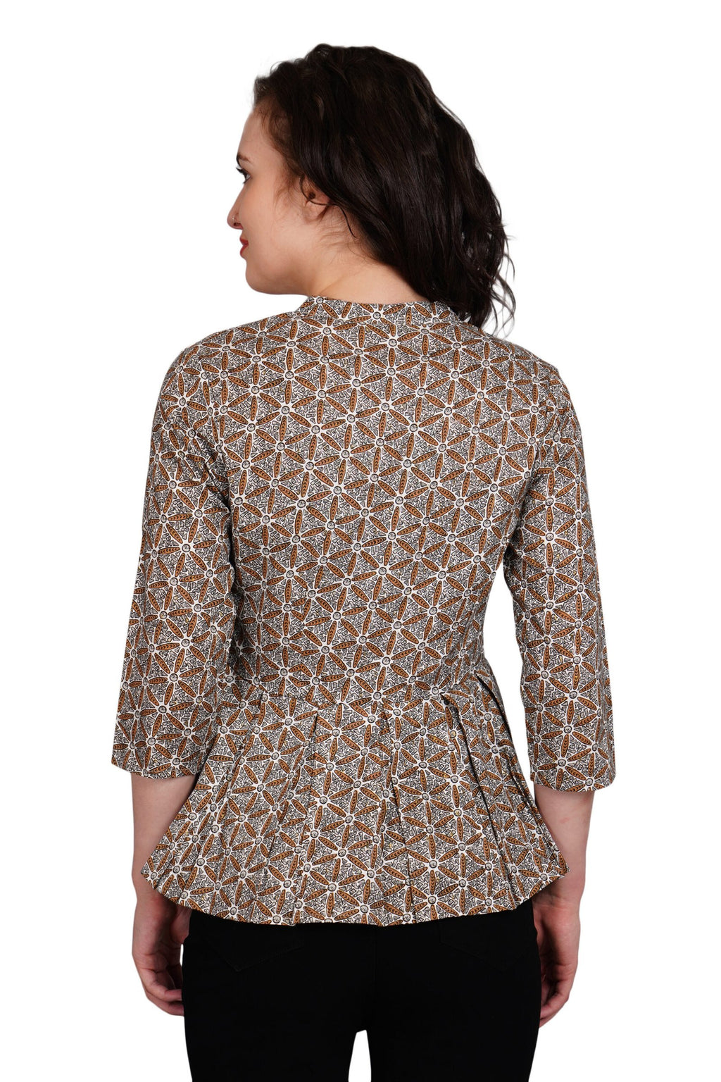 kiarabel retail Casual Printed Women White, Brown, Grey Top image 3