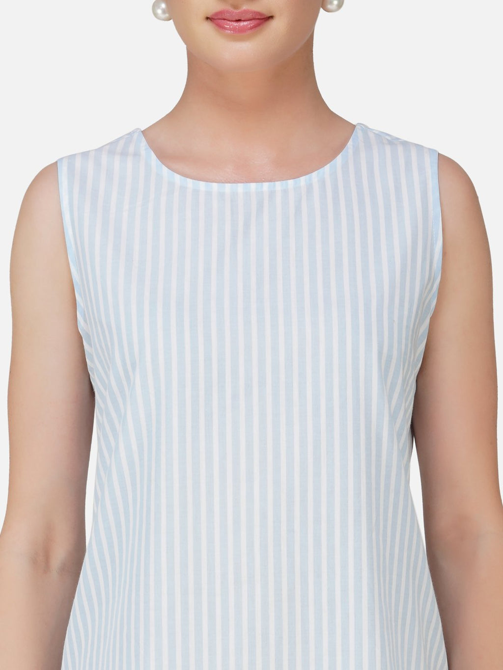 KIARABEL Light Blue Striped Short Dress image 4