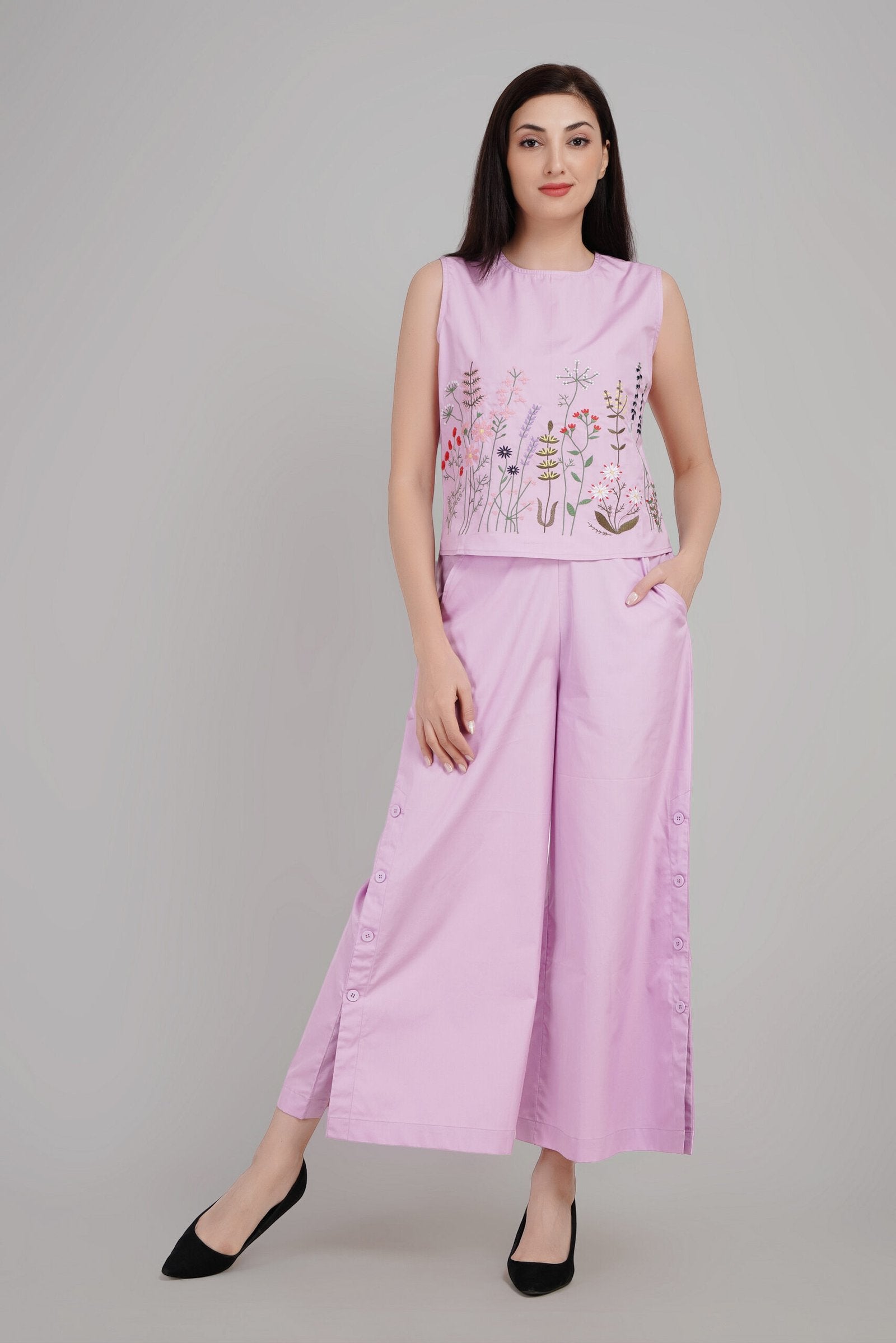 KIARABEL Top & Trouser Co-ords Set for women (Lavender) image 0