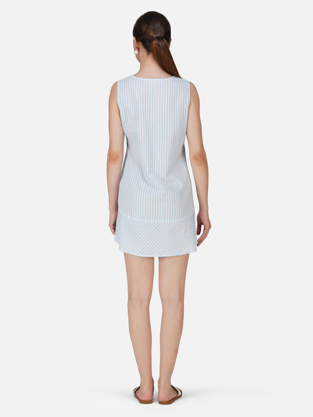 KIARABEL Light Blue Striped Short Dress image 1