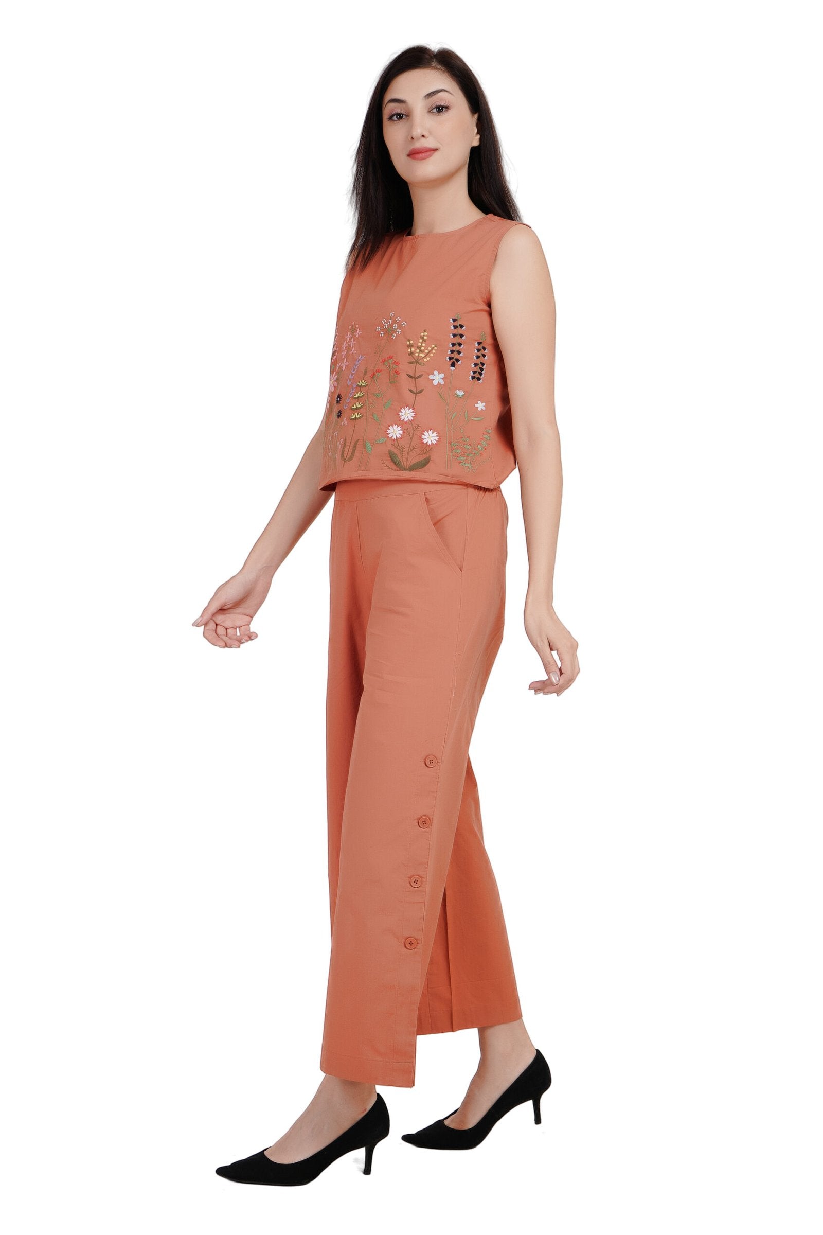 KIARABEL Top & Trouser Co-ords Set for women (Rust) image 1