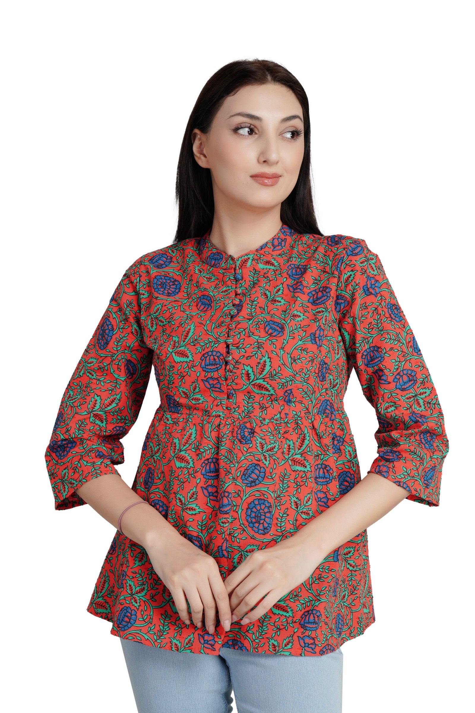 KIARABEL Red Printed CottonTop - L image