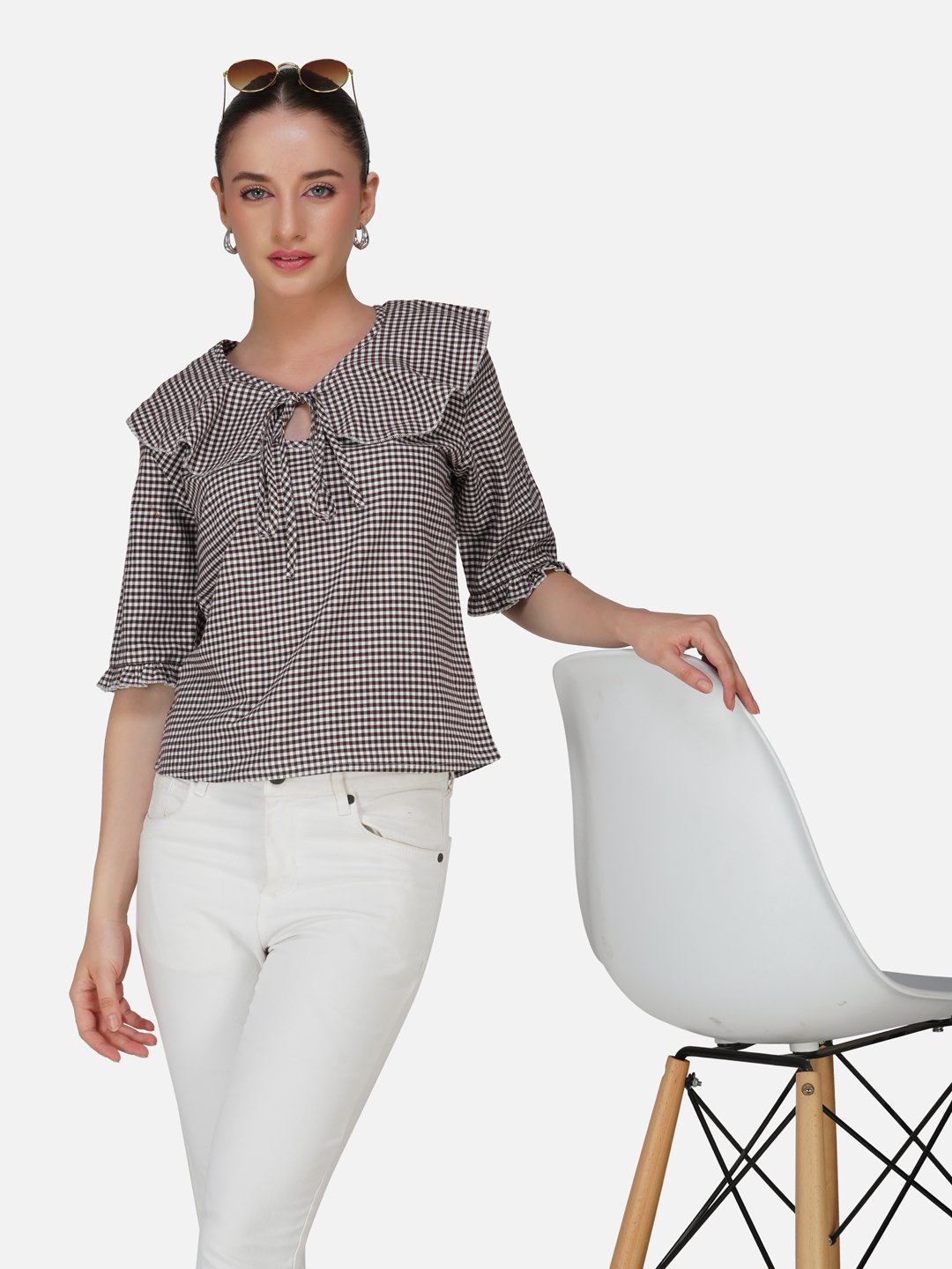 kiarabel retail Casual Printed Women Brown Top image 5