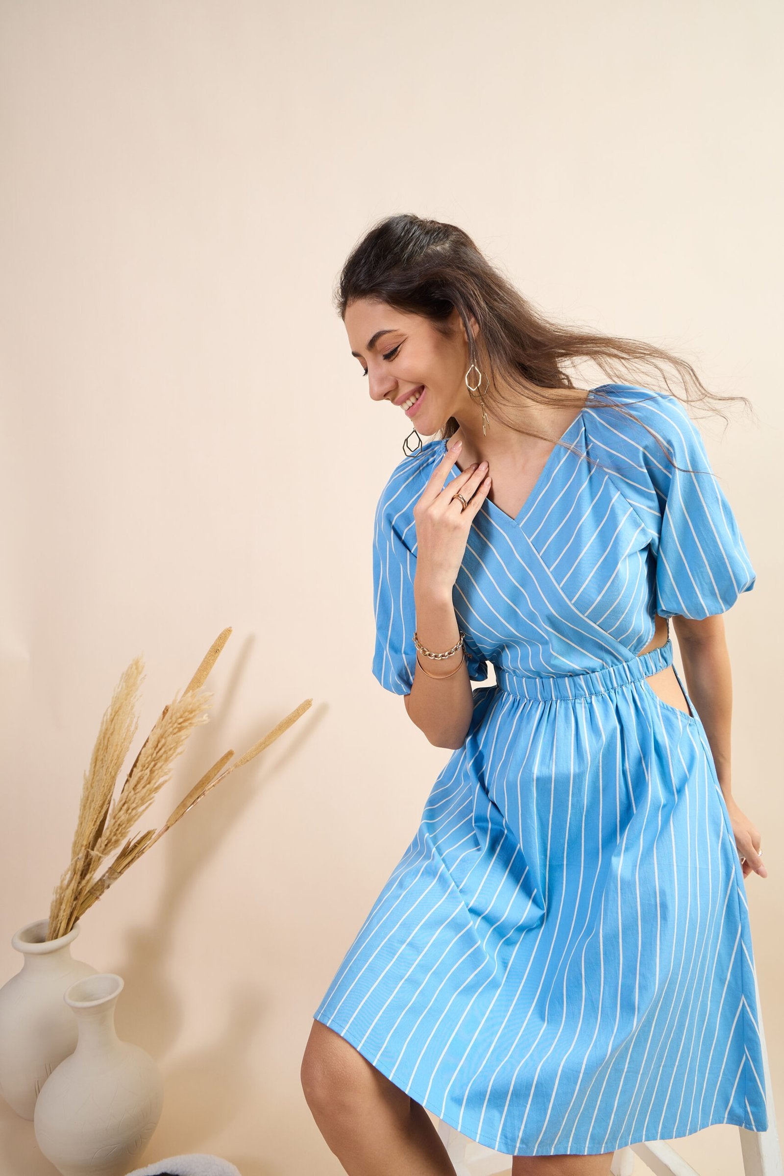 KIARABEL Women's Western Curve Stripe Cinch Styles One-Piece Dress image 6