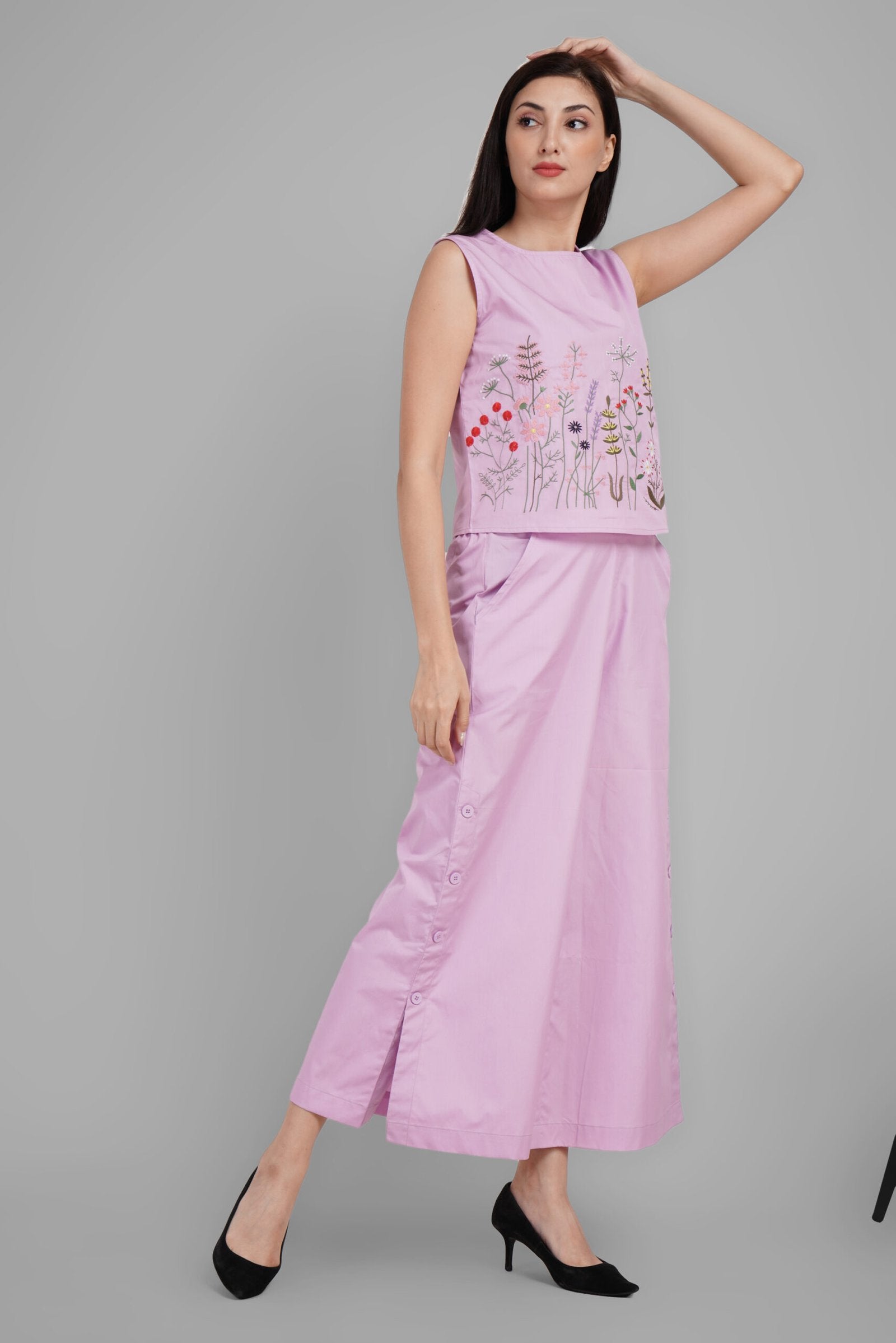 KIARABEL Top & Trouser Co-ords Set for women (Lavender) image 2