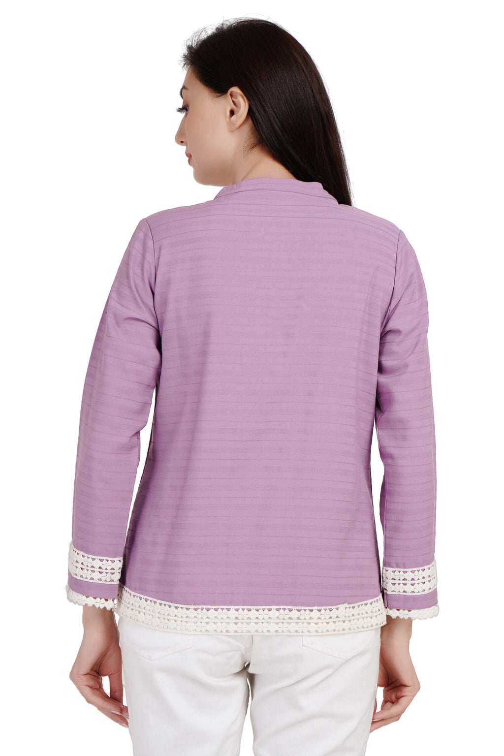KIARABEL Lace Round Neck Purple Top image 1