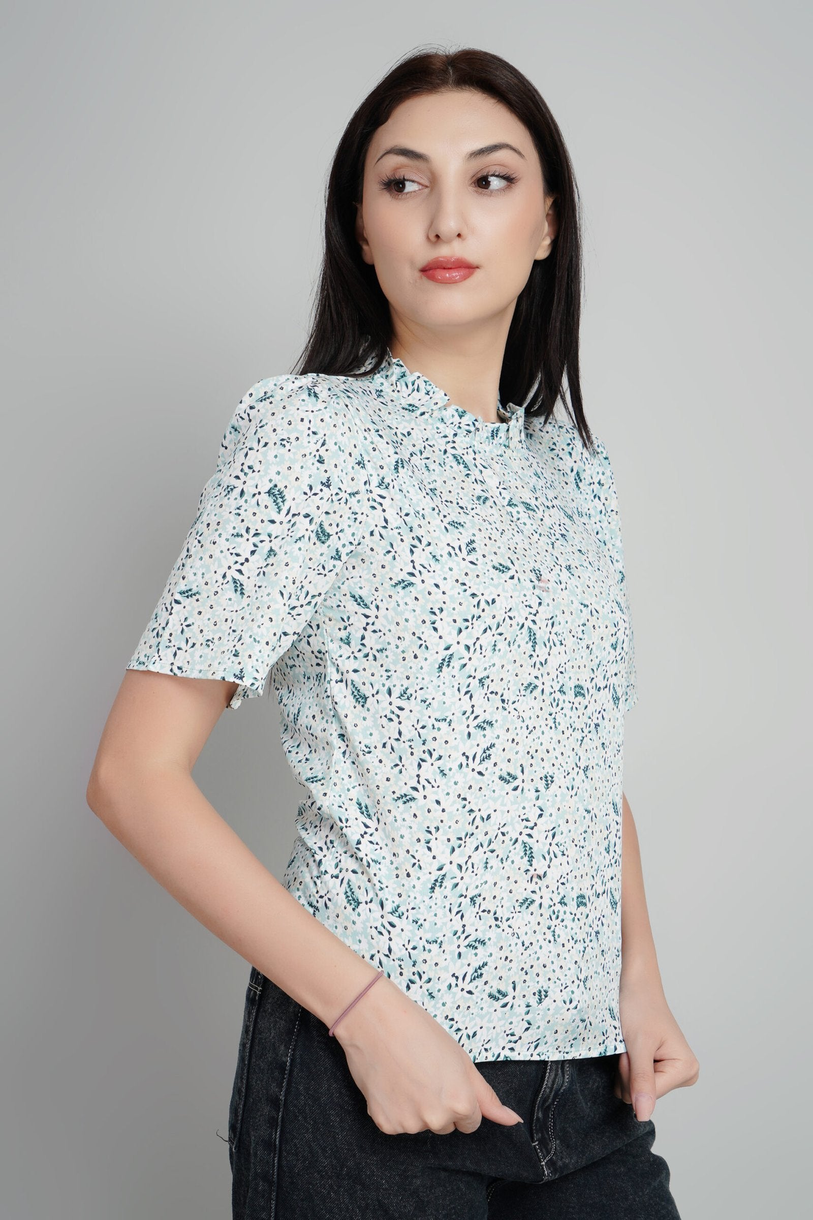 KIARABEL Blue Printed Casual Top image 0