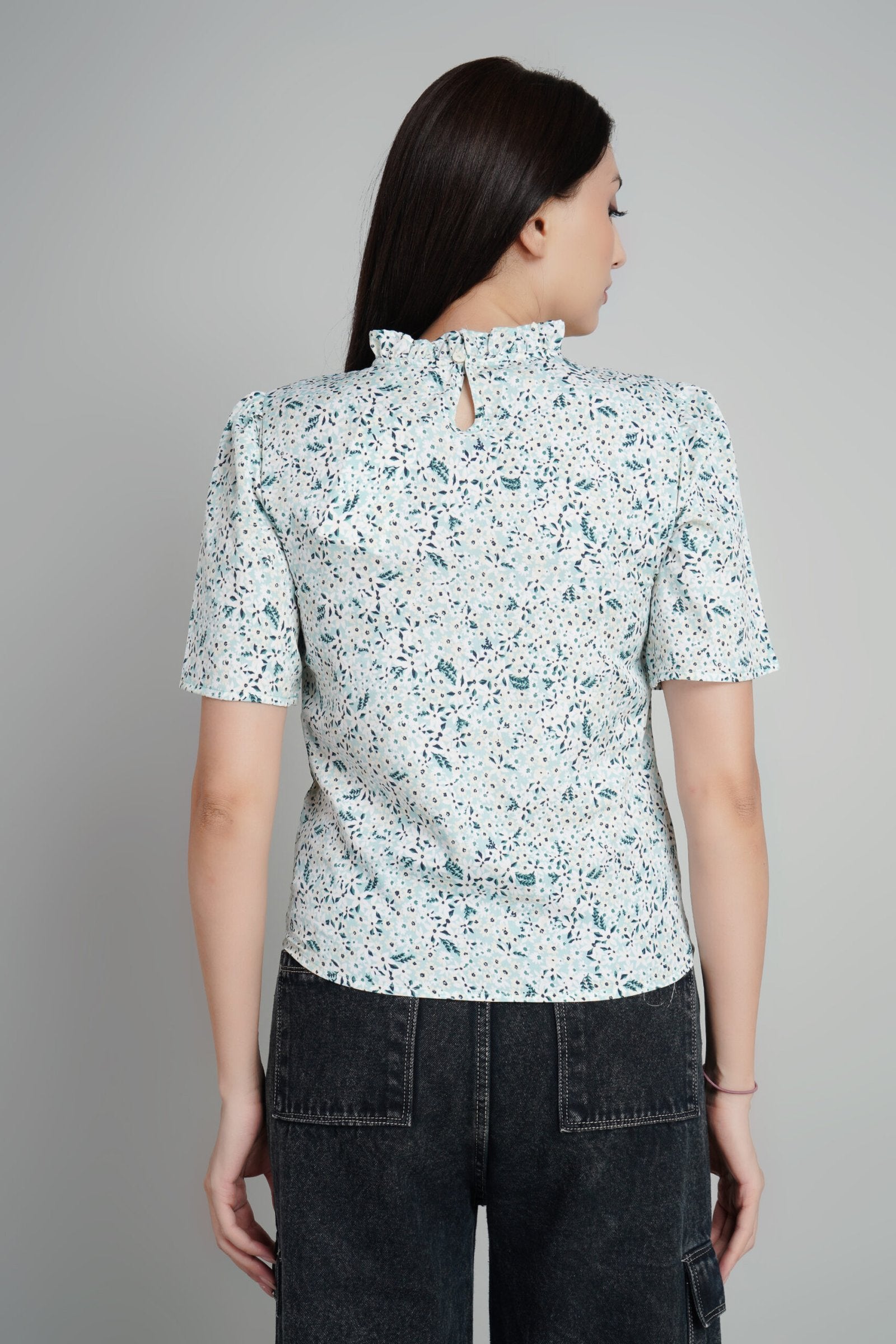 KIARABEL Blue Printed Casual Top image 1