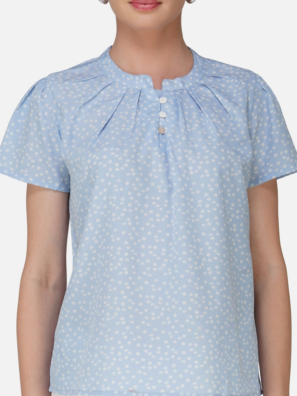 kiarabel retail Casual Printed Women Light Blue Top image 3