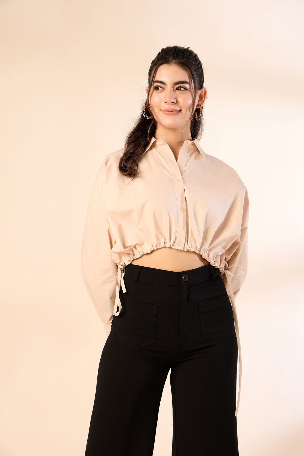 KIARABE Badeg Button-Down Shirt with Drawstring Waist image 0