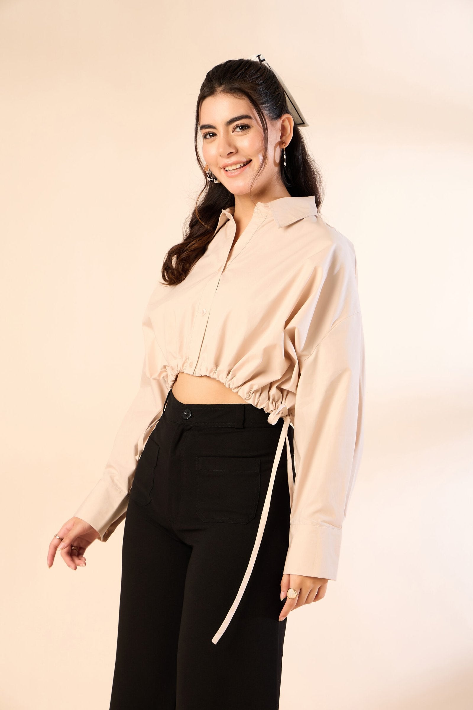 KIARABE Badeg Button-Down Shirt with Drawstring Waist image 2