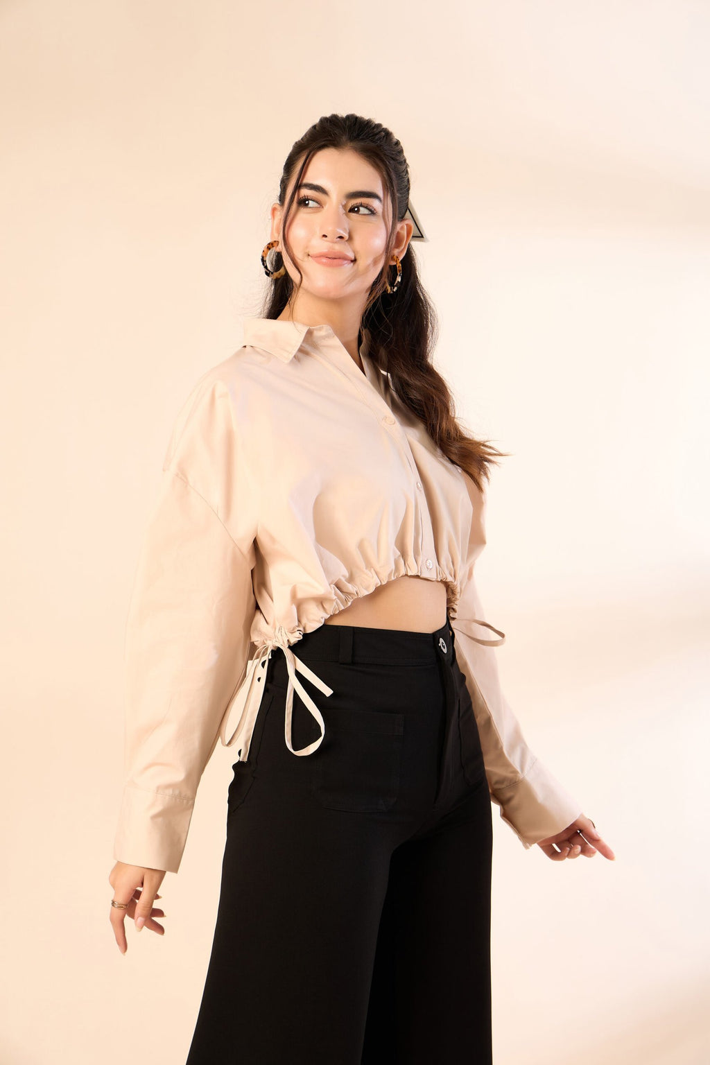 KIARABE Badeg Button-Down Shirt with Drawstring Waist image 3