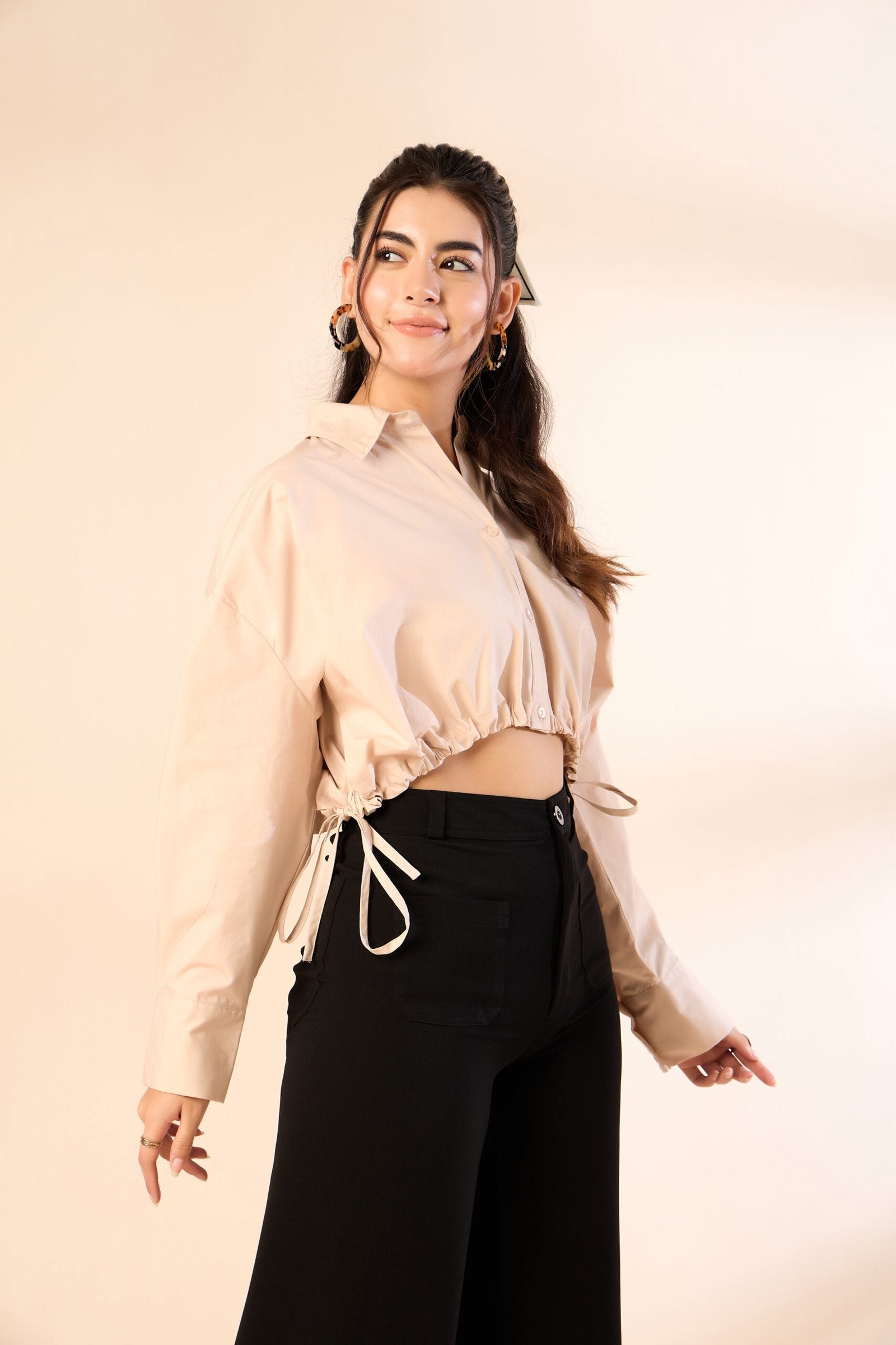 KIARABE Badeg Button-Down Shirt with Drawstring Waist image 3