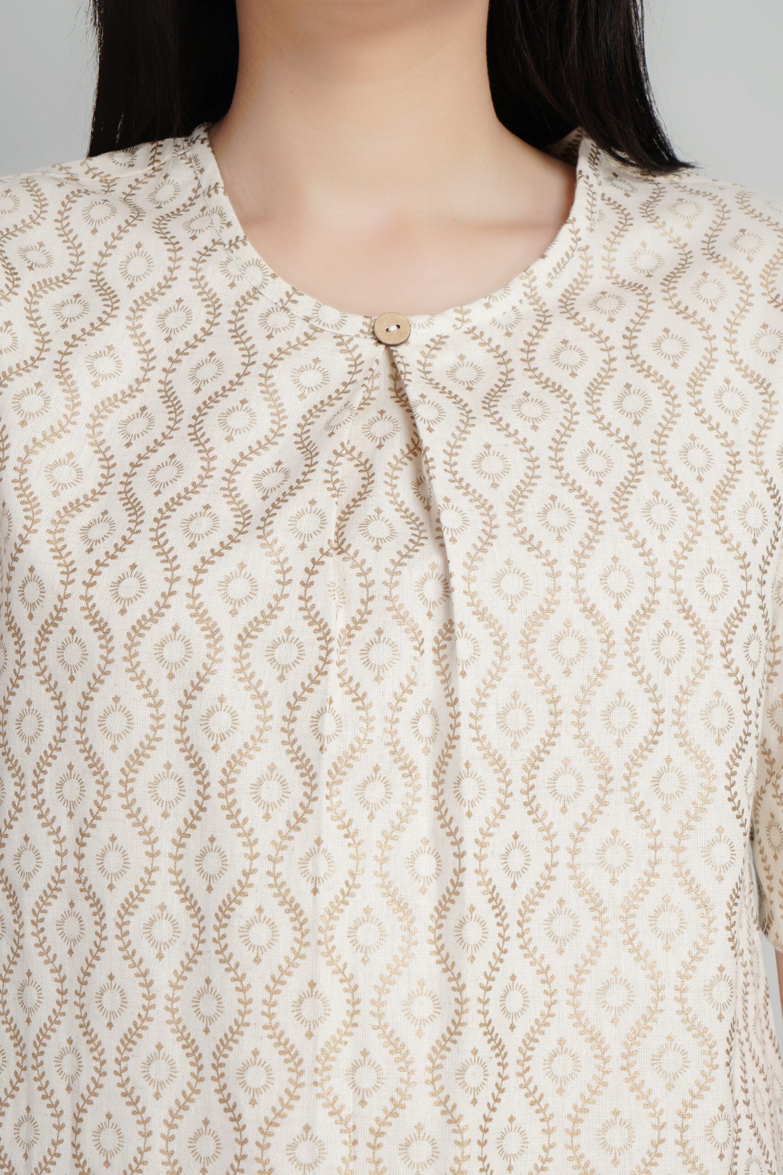 KIARABEL Stylish Cream & Brown Printed Top image 2